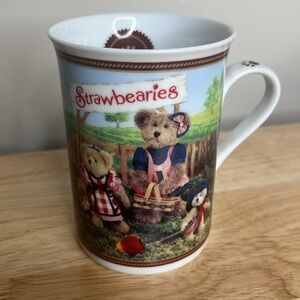 Boyds Bear collector mug picking strawbearies porcelain